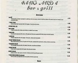 King And I Bar &amp; Grill Menu Thai Food &amp; Drinks  - $14.85