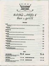 King And I Bar &amp; Grill Menu Thai Food &amp; Drinks  - £11.67 GBP