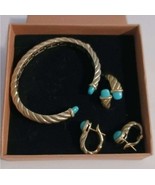 Judith Ripka Sterling Silver 14k Gold Clad Sleeping Beauty Turquoise Set - $600.00