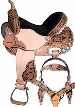 16&quot; Premium Leather Western Pleasure Trail Barrel Racing Adult Horse Saddle Tack - £385.29 GBP