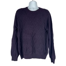 IZOD Men&#39;s Long Sleeved Cable Knit Crew Neck Pullover Sweater Size L Purple - £17.98 GBP