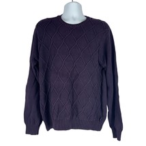 IZOD Men&#39;s Long Sleeved Cable Knit Crew Neck Pullover Sweater Size L Purple - $23.03
