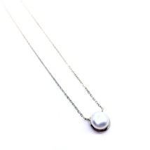 Women&#39;s Cable Chain Necklace Natural Round Mabel Pearl Sterling Silver 925 - £22.25 GBP