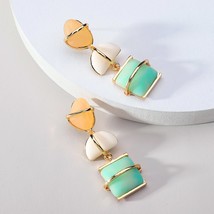 Modern Fashion Natural Stone Geometric Long Hanging Dangle Earrings For Women 20 - £10.66 GBP
