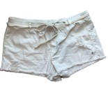 Aerie Ivory White Distressed Shorts Size XL Frayed Hem Elastic Waist Tie... - £15.72 GBP