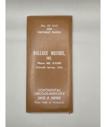 CONTINENTAL LINCOLN-MERCURY AUTO-Wallace Motors Inc-Ad Bill of Sale Pape... - €21,04 EUR
