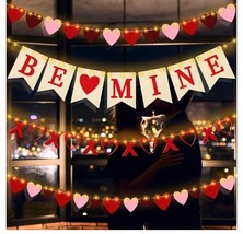 4 Pc Valentine&#39;s Day Party Decorations Be Mine Heart XOXO Garland Banner... - £5.72 GBP