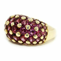 5.50Ct Round Cut Amethyst Cluster Wedding Dome Ring 14k Yellow Gold Over - £89.66 GBP