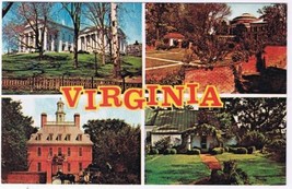 Virginia Postcard Multi View Historic Buildings State Capitol Serpentine Wall - $2.96