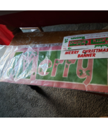 Vintage 1970s Merry Christmas BANNER Flocked Wall Decoration Sign Target... - $505.39 MXN