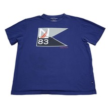 Nautica Shirt Mens L Navy Blue Short Sleeve Crew Neck Preshrunk Cotton Tee - $18.69