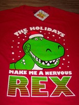 Walt Disney Toy Story REX Dinosaur IN SANTA HAT CHRISTMAS T-Shirt MEDIUM... - £15.82 GBP