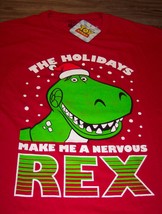 Walt Disney Toy Story Rex Dinosaur In Santa Hat Christmas T-Shirt Medium New - £15.78 GBP