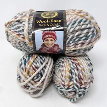 3 Skein Yarn Thick &amp; Quick Lion Brand Wool-Ease Hudson Bay: Ivory Green Red - £18.22 GBP