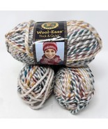 3 Skein Yarn Thick & Quick Lion Brand Wool-Ease Hudson Bay: Ivory Green Red - $22.80