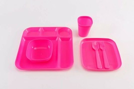 Your Zone ~ Six (6) Piece Set ~ Kids Dinnerware ~ Plastic ~ Pink - £11.95 GBP