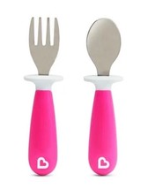 Munchkin Raise Toddler Fork and Spoon Set, 12+ Months, BPA Free, Pink - £7.13 GBP