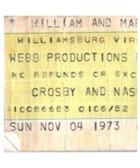Vintage David Crosby and Graham Nash Ticket Stub November 4 1973 William... - £47.41 GBP