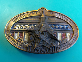 United States America Constitution Bicentennial Belt Buckle 1787-1987 St... - £15.88 GBP