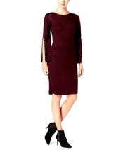 New Calvin Klein Women&#39;s Studded Split Sleeve Sweater Dress Aubergine XL - $69.29