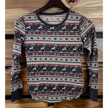 Old Navy Thermal Top Winter Deer Womens Size Large Long Sleeve - £7.80 GBP