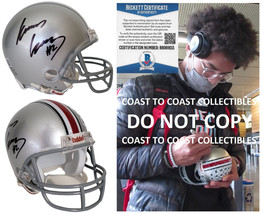 Emeka Egbuka signed Ohio State Buckeyes mini football helmet proof Becke... - $148.49