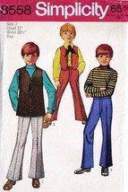 Vintage 1969 Boys&#39; BELL-BOTTOM PANTS &amp; VEST Simplicity Pattern 8558 Sz 3... - £9.50 GBP