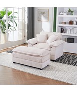 Deep Seat Corduroy Sofa with Ottoman &amp; Pillows - $766.75 CAD
