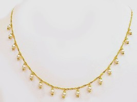 18k solid gold pearl Singapore twist necklace #B3 - £285.52 GBP