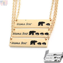 Cute Love Mom Mama Baby Bear Bar Necklace Mother Grizzly for Mother&#39;s day gift - £6.21 GBP+