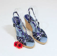 Circa Joan &amp; David Blue Fabric Espadrille Plateform Wedges US 10M - $18.80