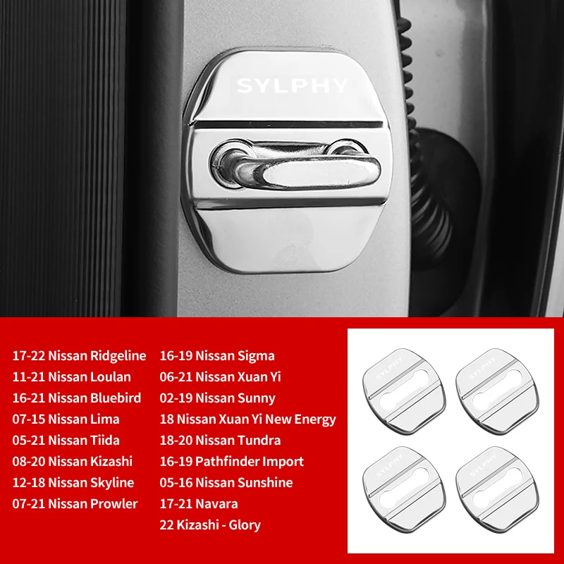 4PCS Car Door Lock Cover Stainless Steel Protective Case For Sylphy Leaf Patrol  - £41.00 GBP