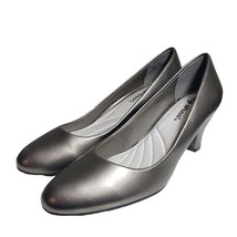 Easy Street Womens Pewter Slip On Closed Toe Low Block Heel Pumps Shoes ... - £31.17 GBP