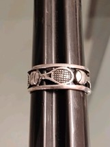 925 Sterling Silver 8 Mm Wide Tennis Racket &amp; Ball Size 6.5 Band Ring Fr... - $24.99