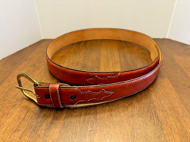 Leegin Belt Made in USA Western Leather Ranger Belt Brown Men&#39;s 44 Leather 55406 - £20.81 GBP