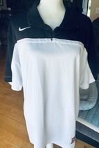 Nike Dri-Fit T-Shirt Short Sleeve Athletic White Black Large 1/4 Zip - $20.79