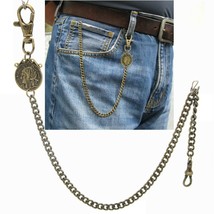 Pocket Watch Chain Antique Bronze Albert Chain French Coin Fob Swivel Clasp F209 - £12.78 GBP