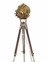 Spot Light Antique Brass Floor Lamp With Brown Tripod Free Shipping - £232.62 GBP