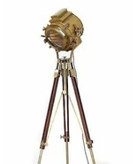 Spot Light Antique Brass Floor Lamp With Brown Tripod Free Shipping - £232.40 GBP