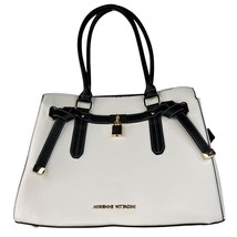 Adrienne Vittadini Madison Avenue Collection Satchel Lock White Black - $67.72 CAD