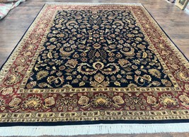 Indo Per&#39;sian Rug 8x10 Navy Blue Red Floral Allover Handmade Vintage Wool Carpet - £2,278.16 GBP