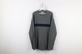 Vintage 90s Y2K Aeropostale Mens XL Color Block Chunky Ribbed Knit Sweater Gray - £42.92 GBP