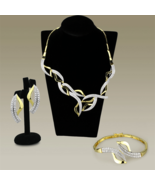 3W942 - Gold+Rhodium Brass Jewelry Sets with AAA Grade CZ  in Clear - $197.39 CAD