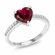 0.50 Ct Heart Cut Red Garnet Wedding Engagement Ring 14k White Gold Finish 925 - £71.93 GBP