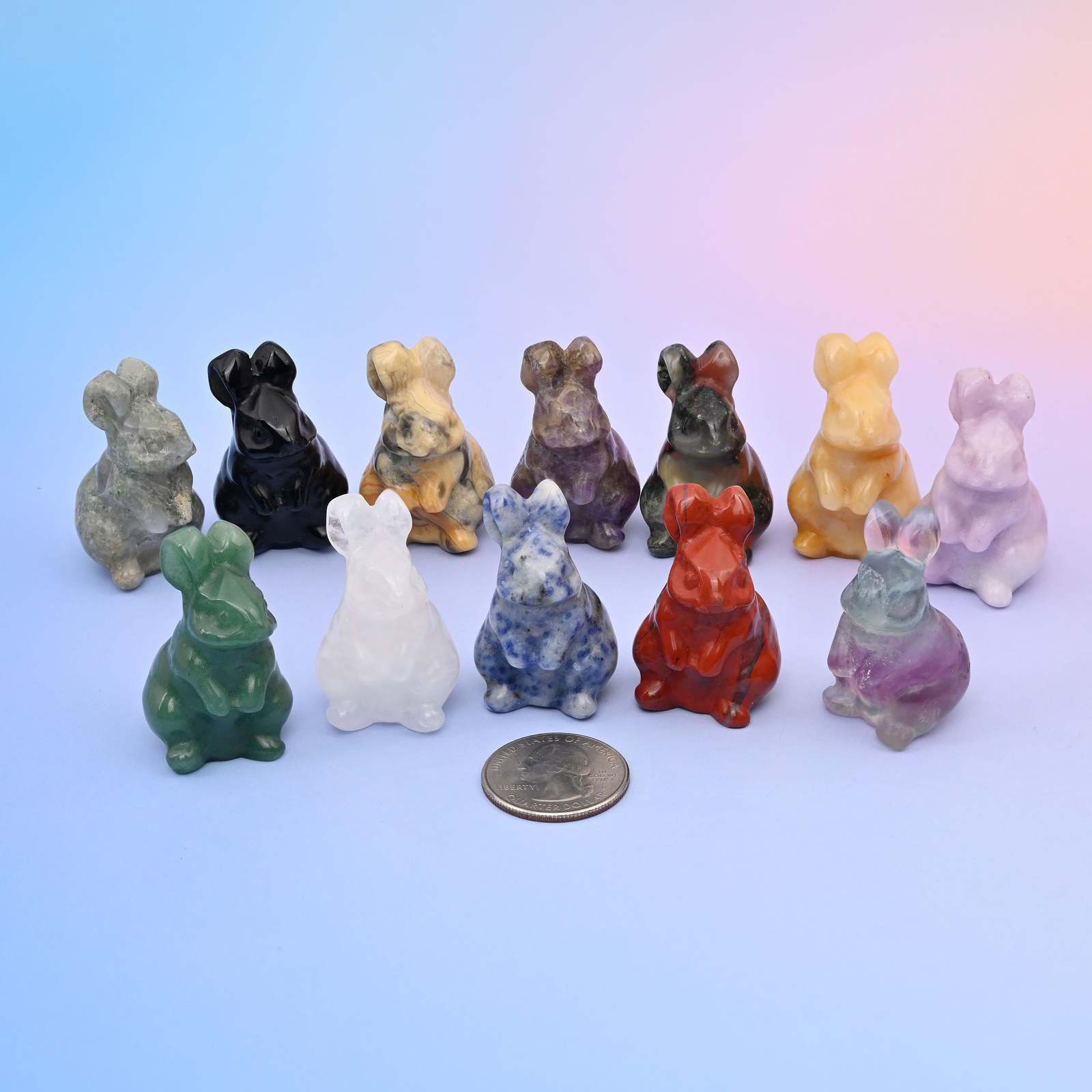 1.5 inch Rabbit Small Crystal Carving, Rabbit Gemstone Figurine, Home De... - $9.99