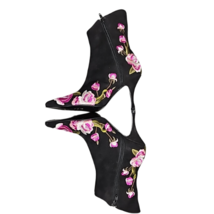 Beverly Feldman Black Boots Heels Embroidered Roses Vintage 7 1/2 M never worn image 3