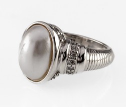 Judith Ripka Sterling Silver Mother-of-Pearl and Diamonique Ring Size 6 - $98.99