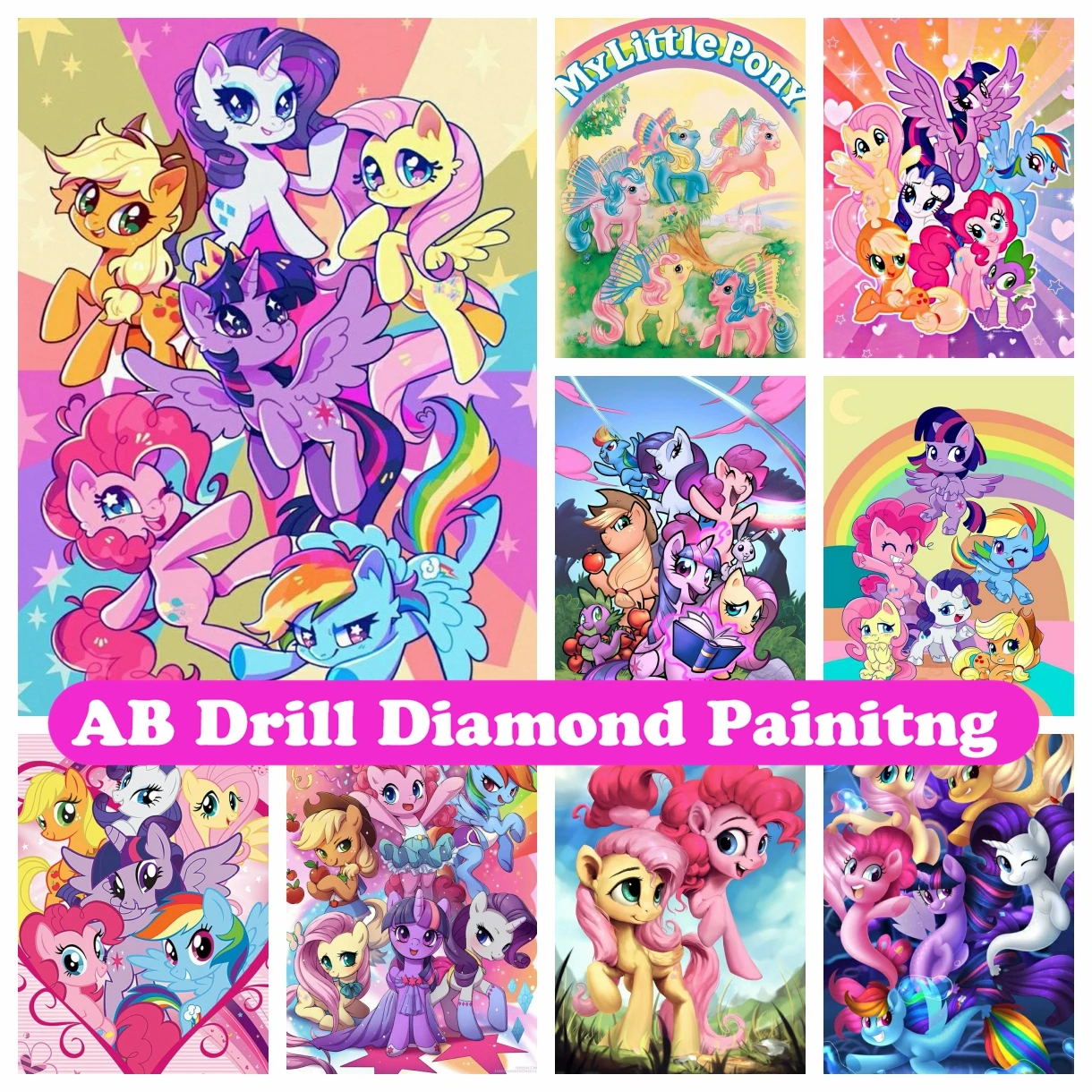 My Little Pony 5D DIY AB Diamond Painting Mosaic Unicorn Super Powers Cartoon - £12.95 GBP+