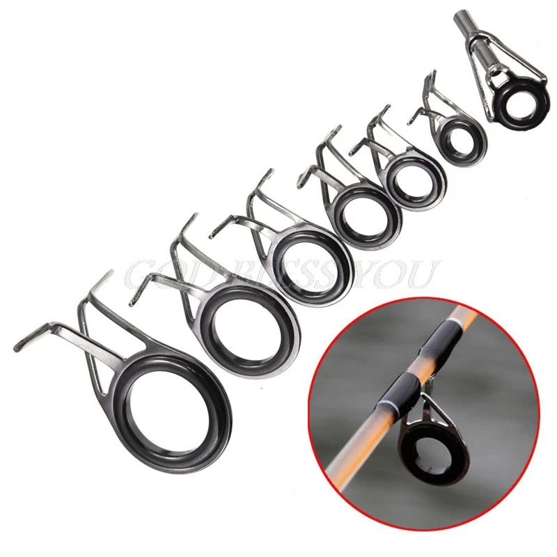 Brand  7Pcs Mixed Size Fishing Top Rings Rod Pole Repair Kit Line Guides... - $32.69