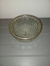 Vintage Glass Bowl with Teardrop Honeycomb Pattern and Silver Rim - $20.00